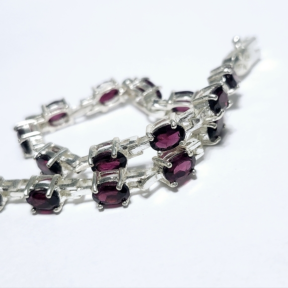7.50 ct Natural Garnet sterling silver Bracelet - Picture 8 of 13